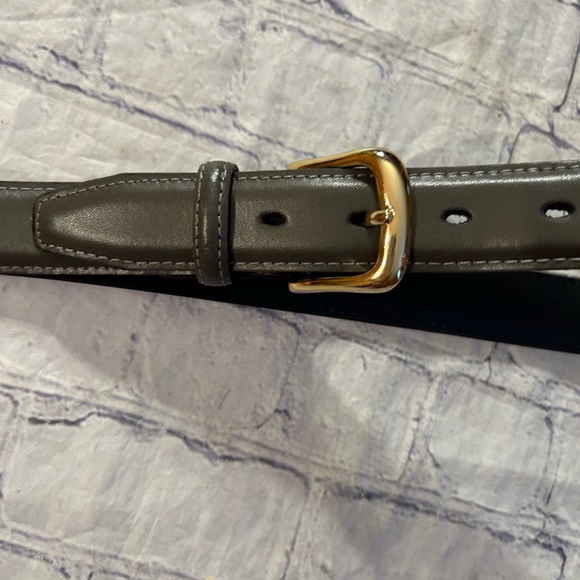 ANILINE FINISHED LEATHER GRAY USA MADE MENS BELT SIZE 38 GOLD TONE BUCKLE - Picture 4 of 8